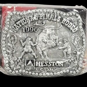 1996 National Finals Rodeo Hesston Small Belt Buckle‎ Bull Rider Western NEW